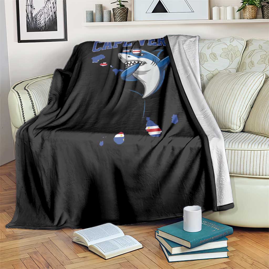 Cape Verde Flag Map Shark Cape Verdean Roots Throw Blanket