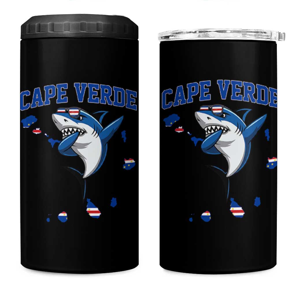 Cape Verde Flag Map Shark Cape Verdean Roots 4 in 1 Can Cooler Tumbler