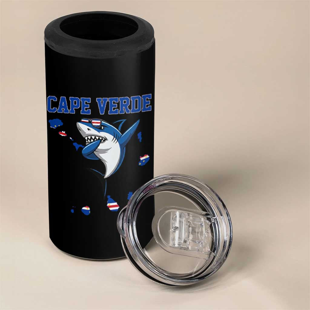 Cape Verde Flag Map Shark Cape Verdean Roots 4 in 1 Can Cooler Tumbler