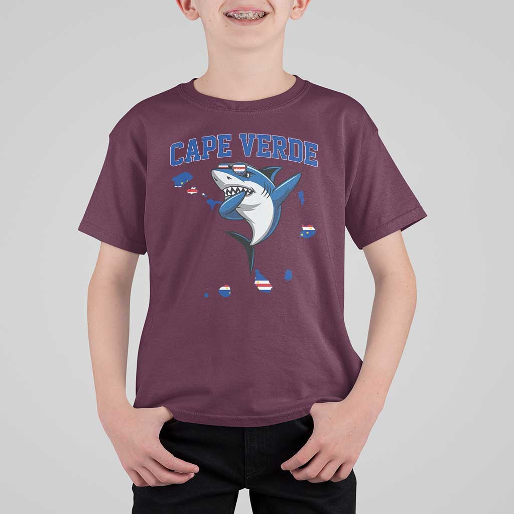 Cape Verde Flag Map Shark Cape Verdean Roots T Shirt For Kid