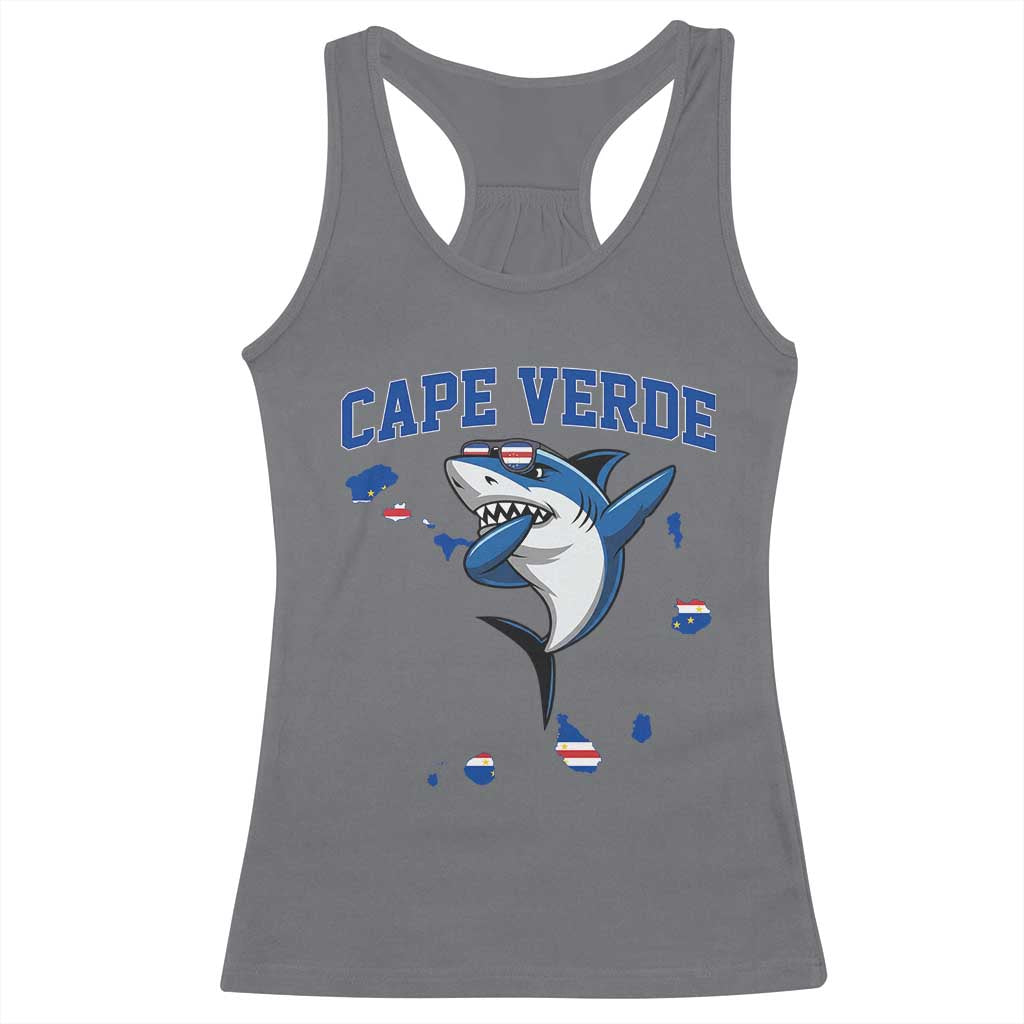 Cape Verde Flag Map Shark Cape Verdean Roots Racerback Tank Top