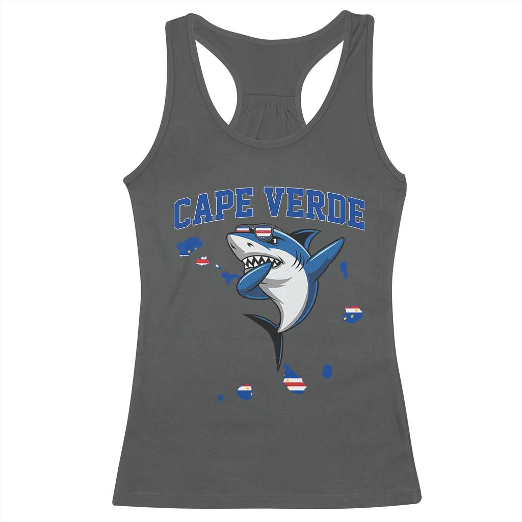 Cape Verde Flag Map Shark Cape Verdean Roots Racerback Tank Top