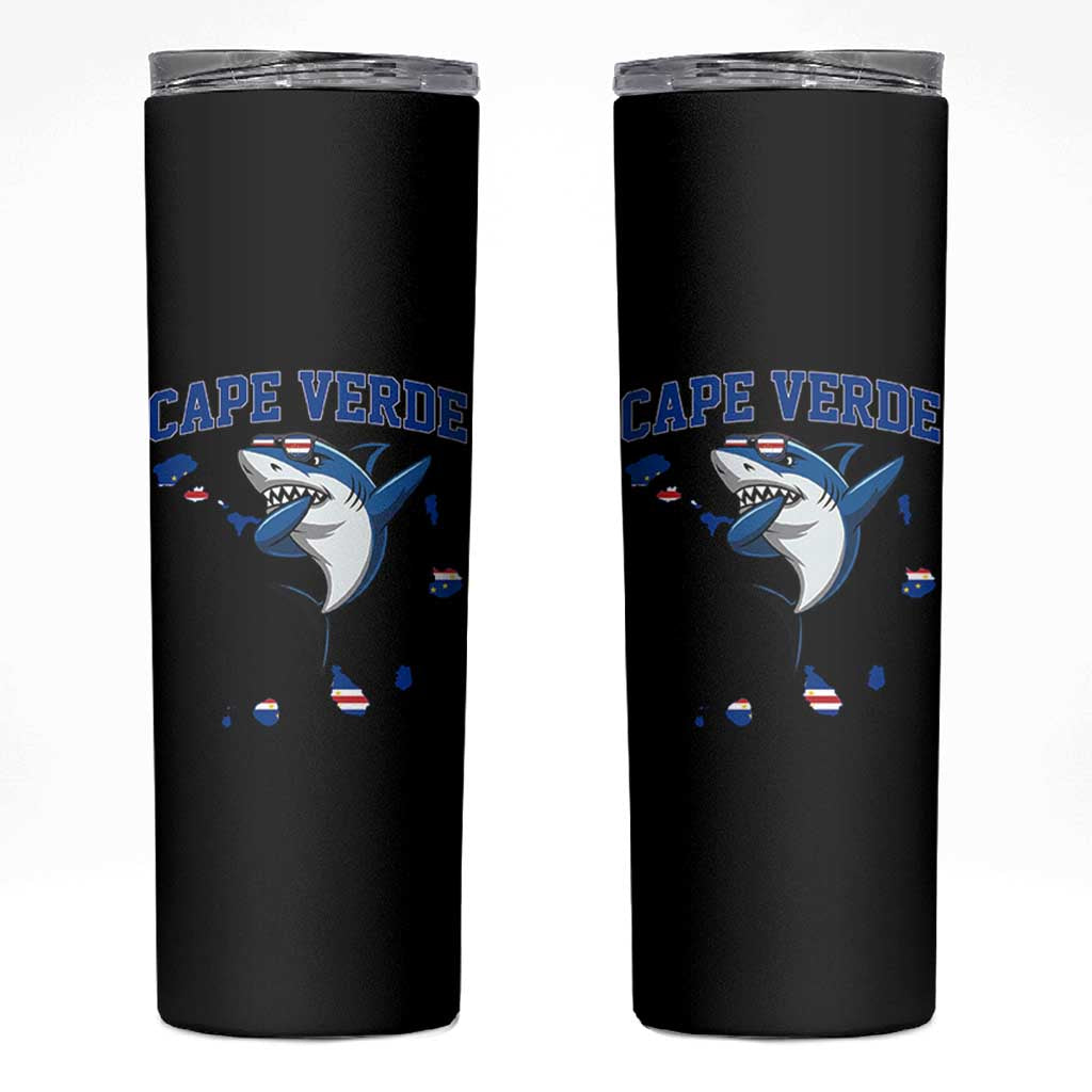 Cape Verde Flag Map Shark Cape Verdean Roots Skinny Tumbler