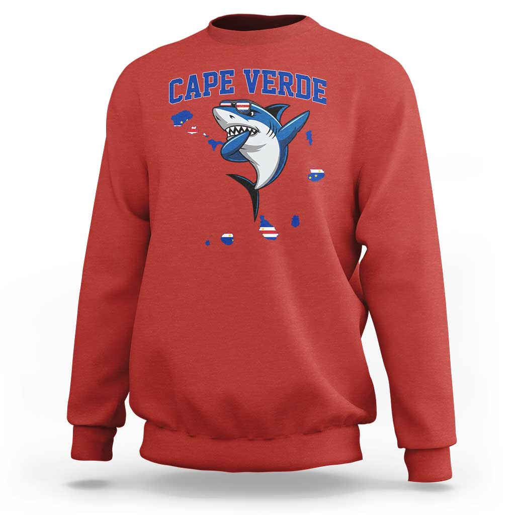 Cape Verde Flag Map Shark Cape Verdean Roots Sweatshirt