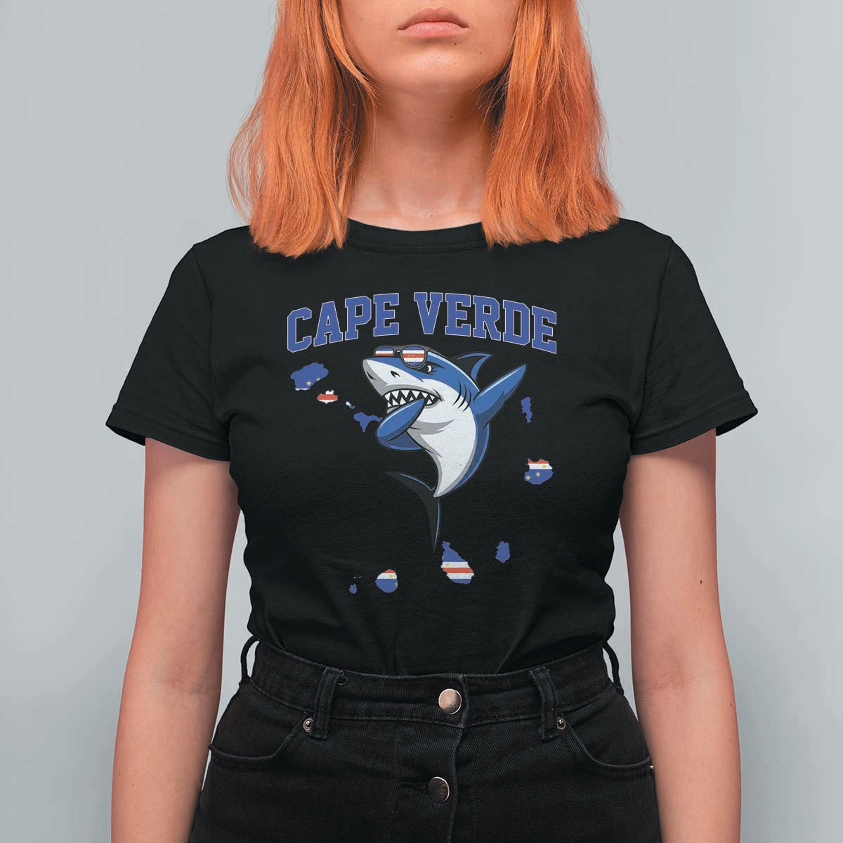 Cape Verde Flag Map Shark Cape Verdean Roots T Shirt For Women