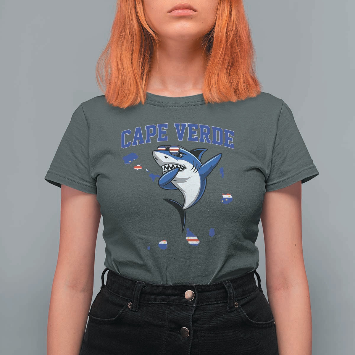 Cape Verde Flag Map Shark Cape Verdean Roots T Shirt For Women
