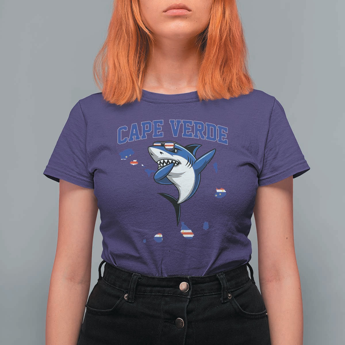 Cape Verde Flag Map Shark Cape Verdean Roots T Shirt For Women