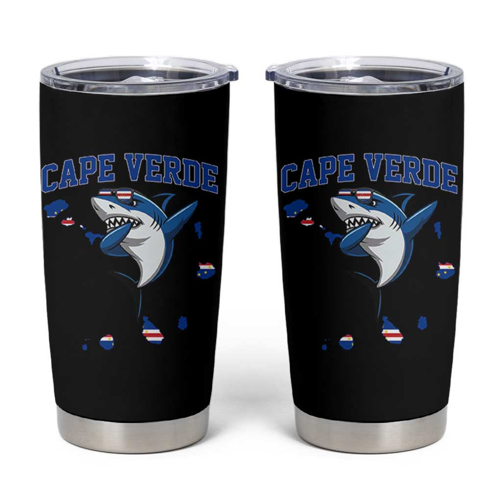 Cape Verde Flag Map Shark Cape Verdean Roots Tumbler Cup