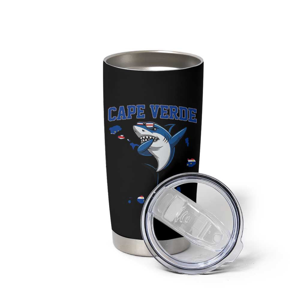 Cape Verde Flag Map Shark Cape Verdean Roots Tumbler Cup