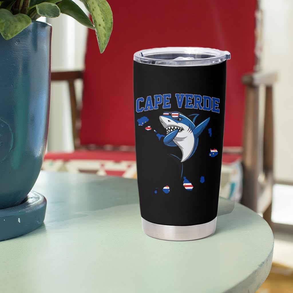 Cape Verde Flag Map Shark Cape Verdean Roots Tumbler Cup