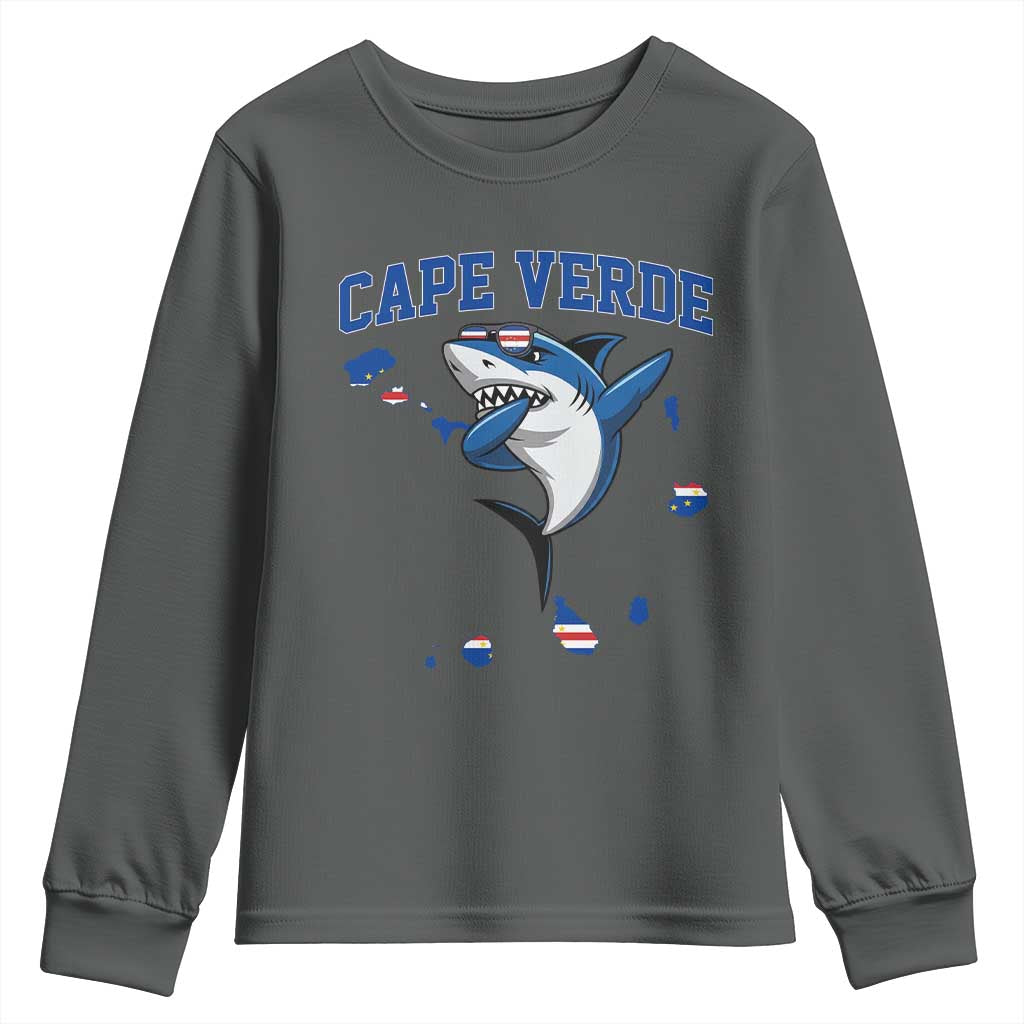 Cape Verde Flag Map Shark Cape Verdean Roots Youth Sweatshirt