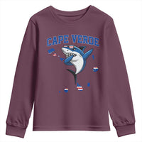 Cape Verde Flag Map Shark Cape Verdean Roots Youth Sweatshirt