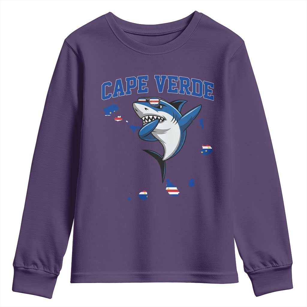 Cape Verde Flag Map Shark Cape Verdean Roots Youth Sweatshirt
