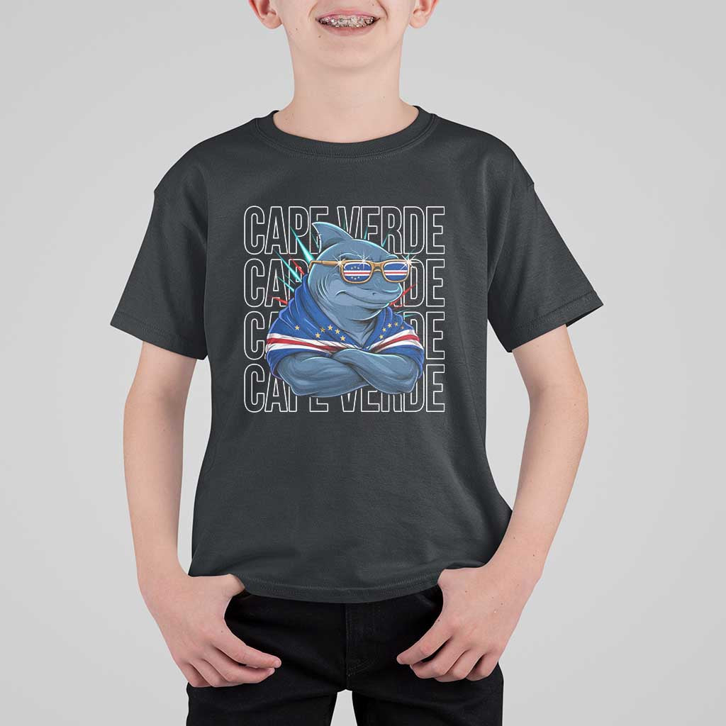 Cape Verde Flag Shark Cape Verdean Roots Cabo Verde T Shirt For Kid