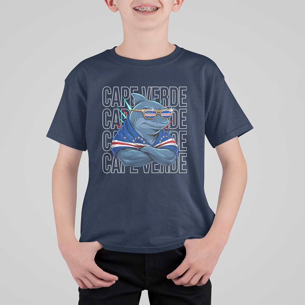 Cape Verde Flag Shark Cape Verdean Roots Cabo Verde T Shirt For Kid