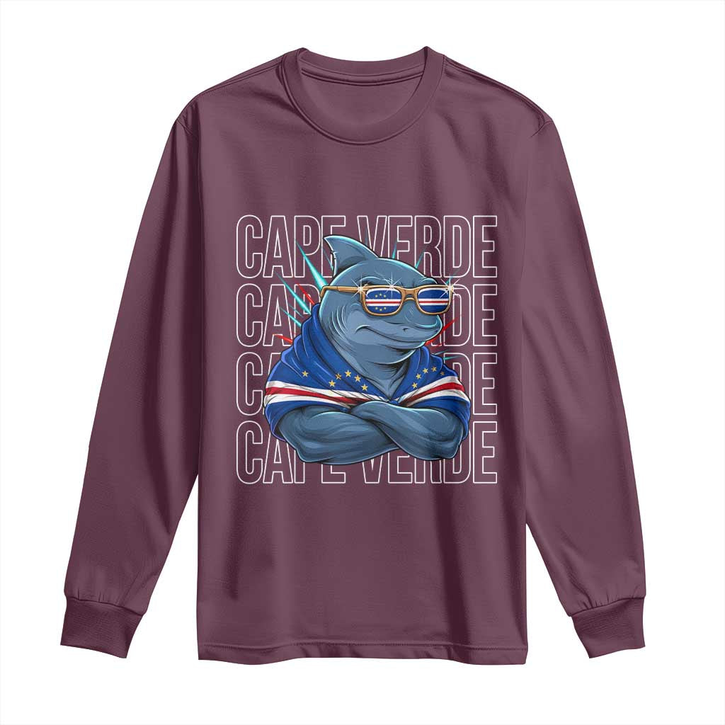 Cape Verde Flag Shark Cape Verdean Roots Cabo Verde Long Sleeve Shirt