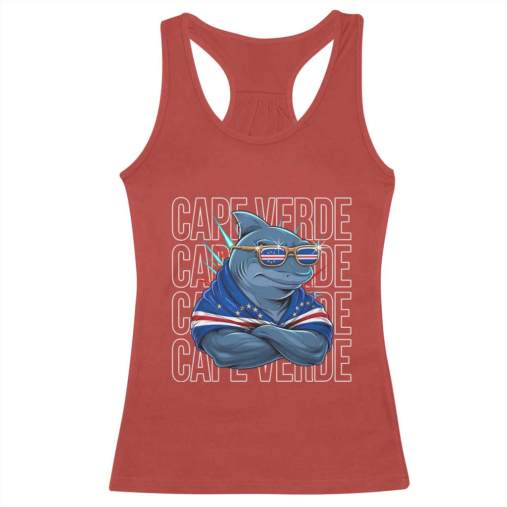 Cape Verde Flag Shark Cape Verdean Roots Cabo Verde Racerback Tank Top