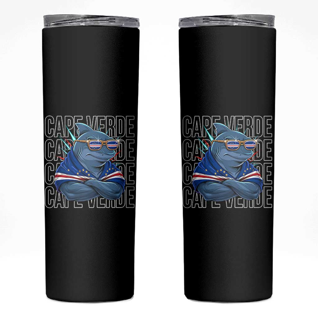 Cape Verde Flag Shark Cape Verdean Roots Cabo Verde Skinny Tumbler