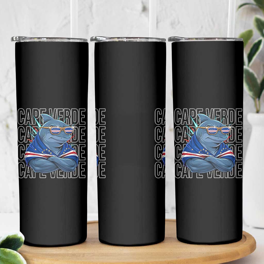 Cape Verde Flag Shark Cape Verdean Roots Cabo Verde Skinny Tumbler