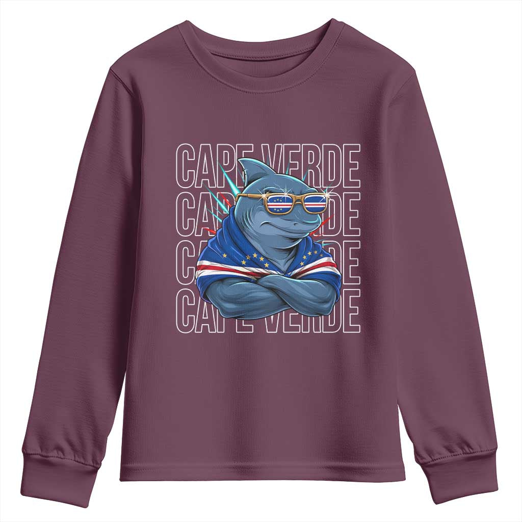 Cape Verde Flag Shark Cape Verdean Roots Cabo Verde Youth Sweatshirt