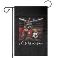 Norway Soccer Football Fan Norge Norwegian Flag Garden Flag Funny Raccoon Drinking Iced Coffee