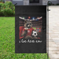 Norway Soccer Football Fan Norge Norwegian Flag Garden Flag Funny Raccoon Drinking Iced Coffee