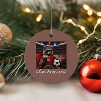 Norway Soccer Football Fan Norge Norwegian Flag Ceramic Ornament Funny Raccoon Drinking Iced Coffee