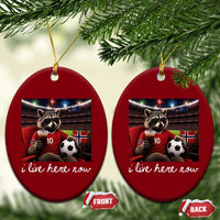 Norway Soccer Football Fan Norge Norwegian Flag Ceramic Ornament Funny Raccoon Drinking Iced Coffee