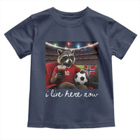 Norway Soccer Football Fan Norge Norwegian Flag Toddler T Shirt Funny Raccoon Drinking Iced Coffee