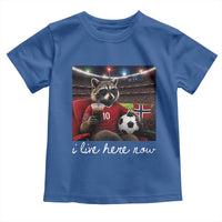 Norway Soccer Football Fan Norge Norwegian Flag Toddler T Shirt Funny Raccoon Drinking Iced Coffee