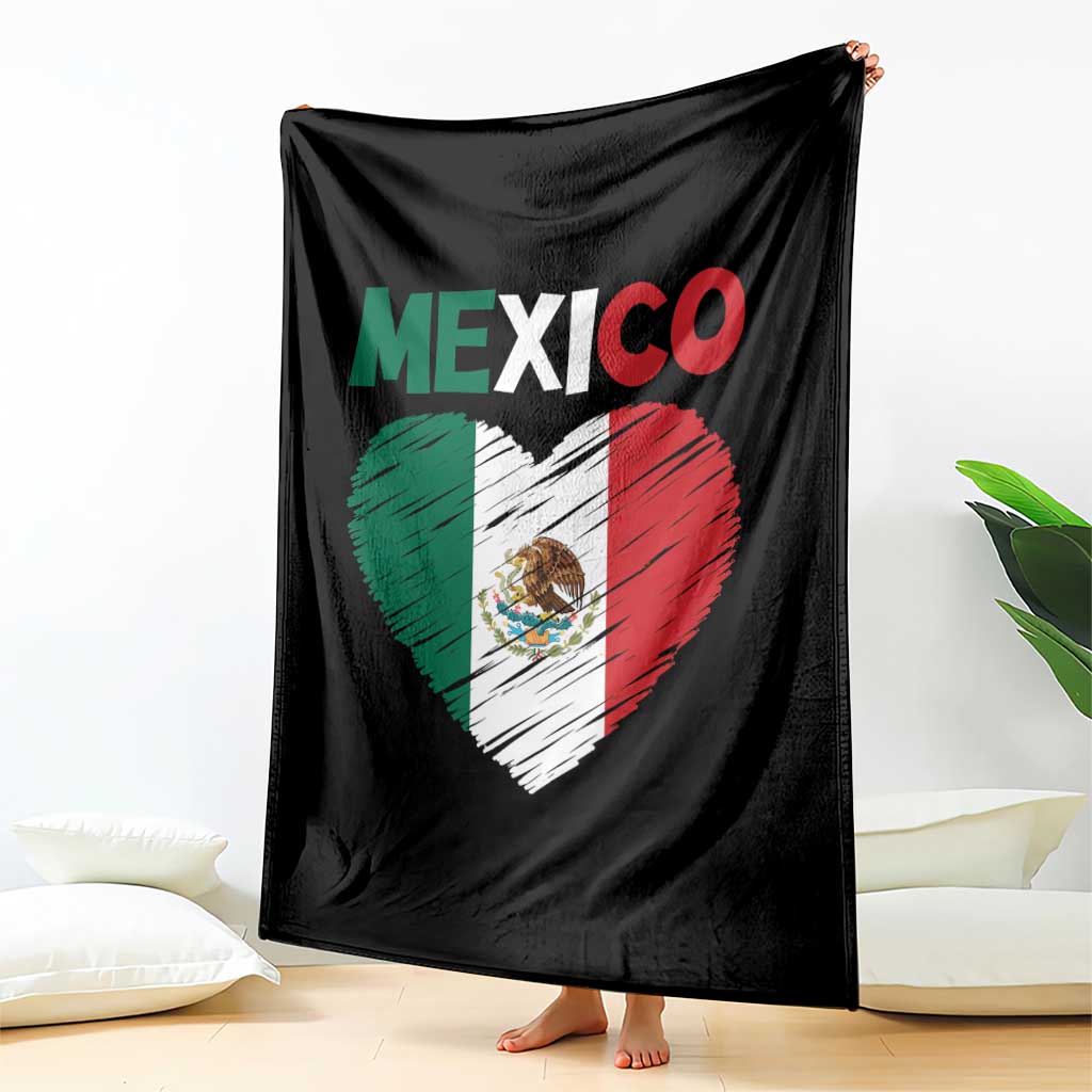 Mexican Flag Heart Mexico City Independence Day Gift Throw Blanket