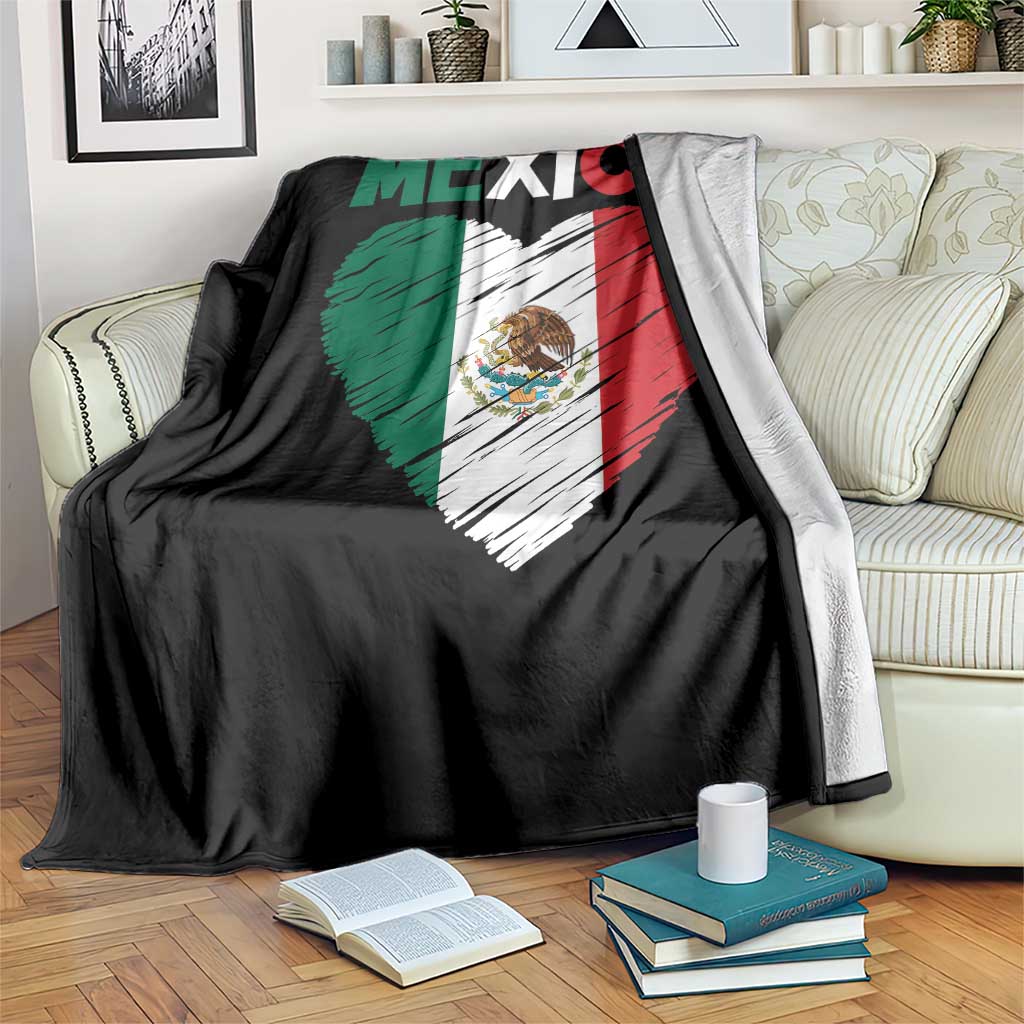 Mexican Flag Heart Mexico City Independence Day Gift Throw Blanket
