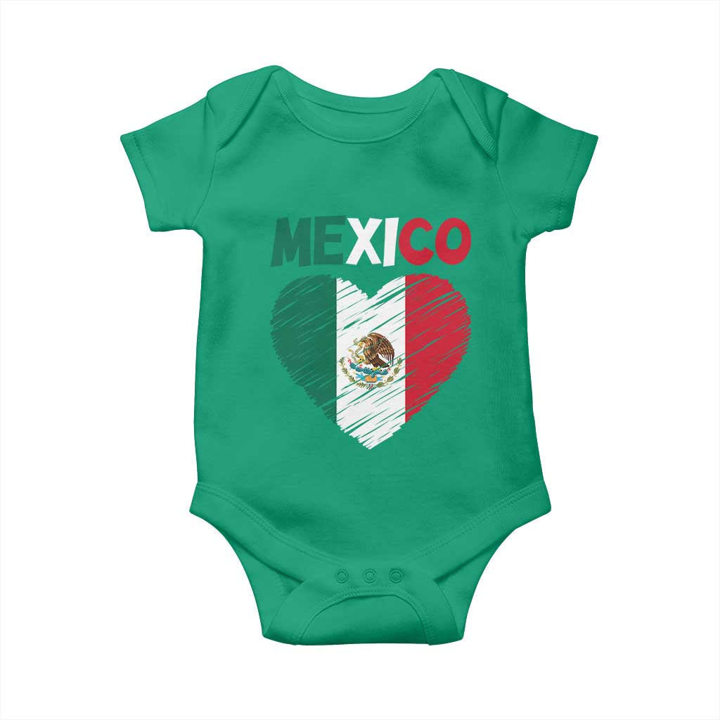 Mexican Flag Heart Mexico City Independence Day Gift Baby Onesie