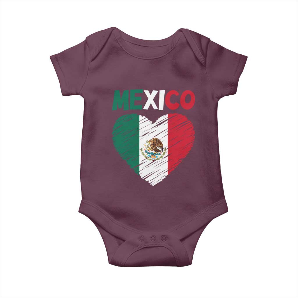 Mexican Flag Heart Mexico City Independence Day Gift Baby Onesie
