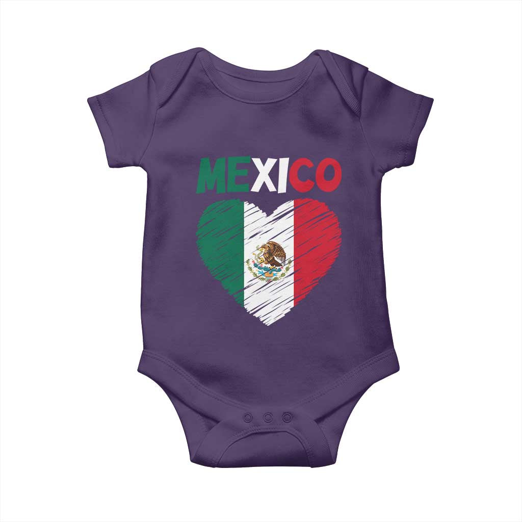 Mexican Flag Heart Mexico City Independence Day Gift Baby Onesie