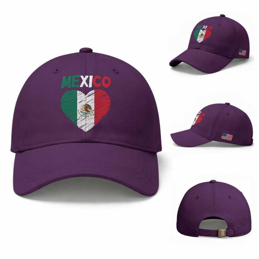 Mexican Flag Heart Mexico City Independence Day Gift Baseball Cap