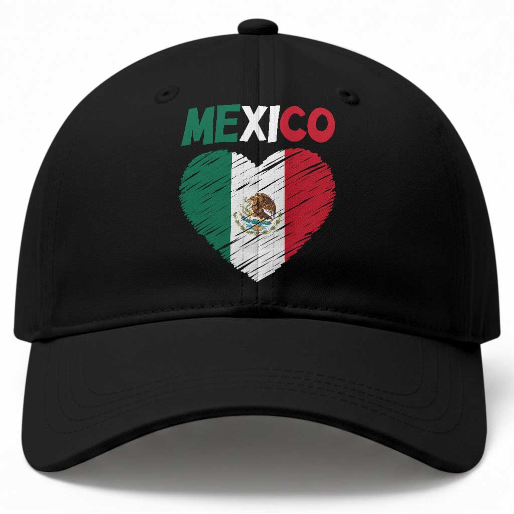 Mexican Flag Heart Mexico City Independence Day Gift Baseball Cap