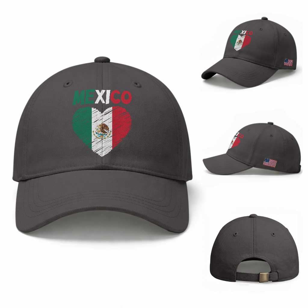 Mexican Flag Heart Mexico City Independence Day Gift Baseball Cap