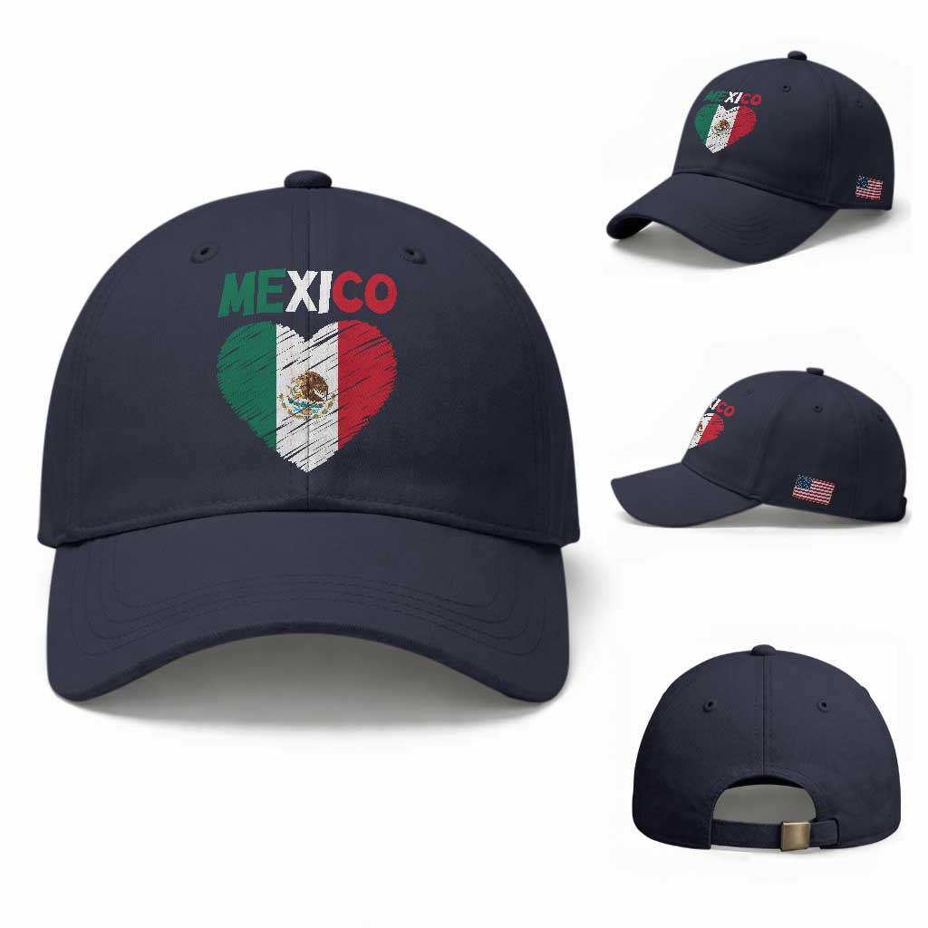 Mexican Flag Heart Mexico City Independence Day Gift Baseball Cap