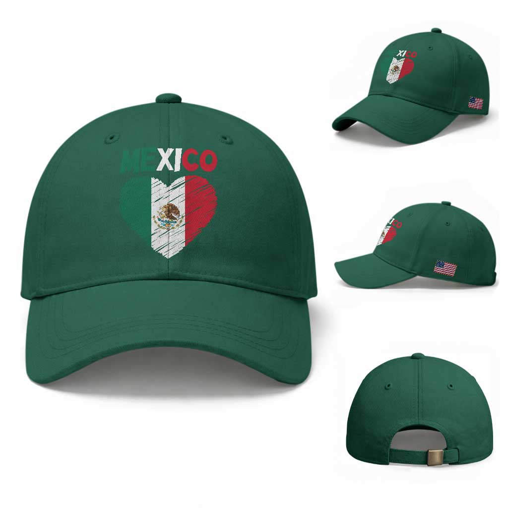 Mexican Flag Heart Mexico City Independence Day Gift Baseball Cap