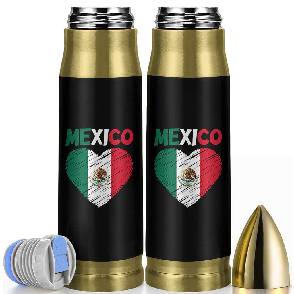 Mexican Flag Heart Mexico City Independence Day Gift Bullet Tumbler
