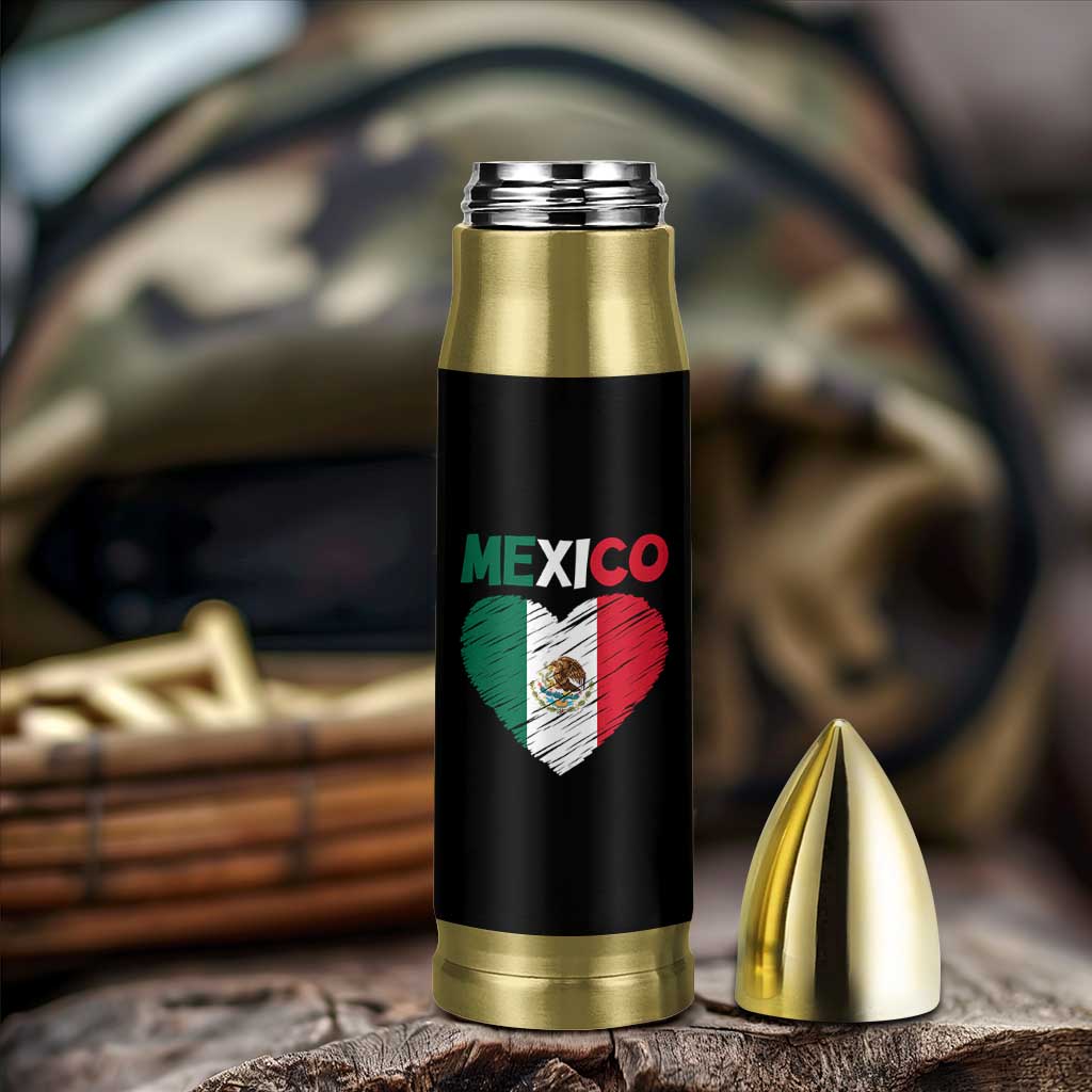 Mexican Flag Heart Mexico City Independence Day Gift Bullet Tumbler