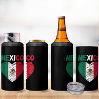 Mexican Flag Heart Mexico City Independence Day Gift 4 in 1 Can Cooler Tumbler