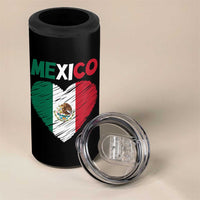 Mexican Flag Heart Mexico City Independence Day Gift 4 in 1 Can Cooler Tumbler