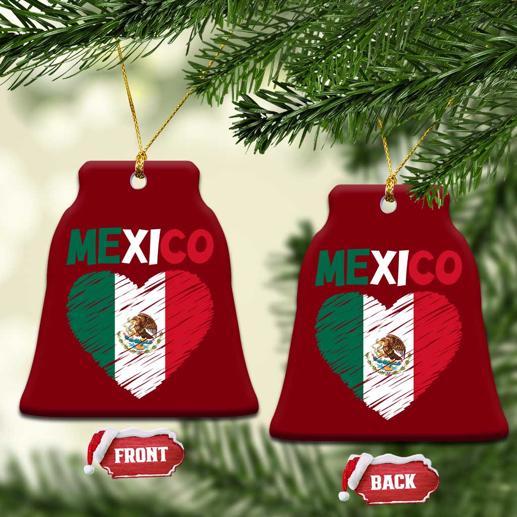 Mexican Flag Heart Mexico City Independence Day Gift Ceramic Ornament