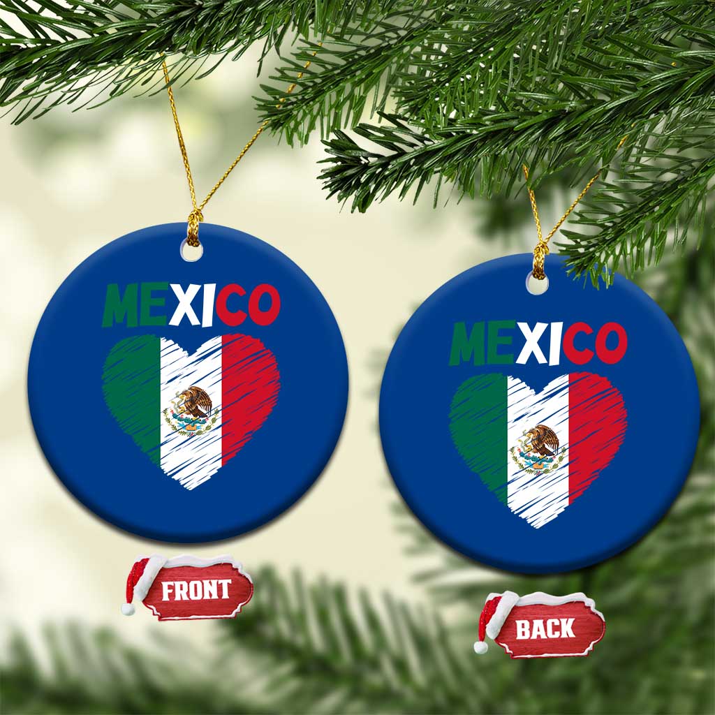 Mexican Flag Heart Mexico City Independence Day Gift Ceramic Ornament