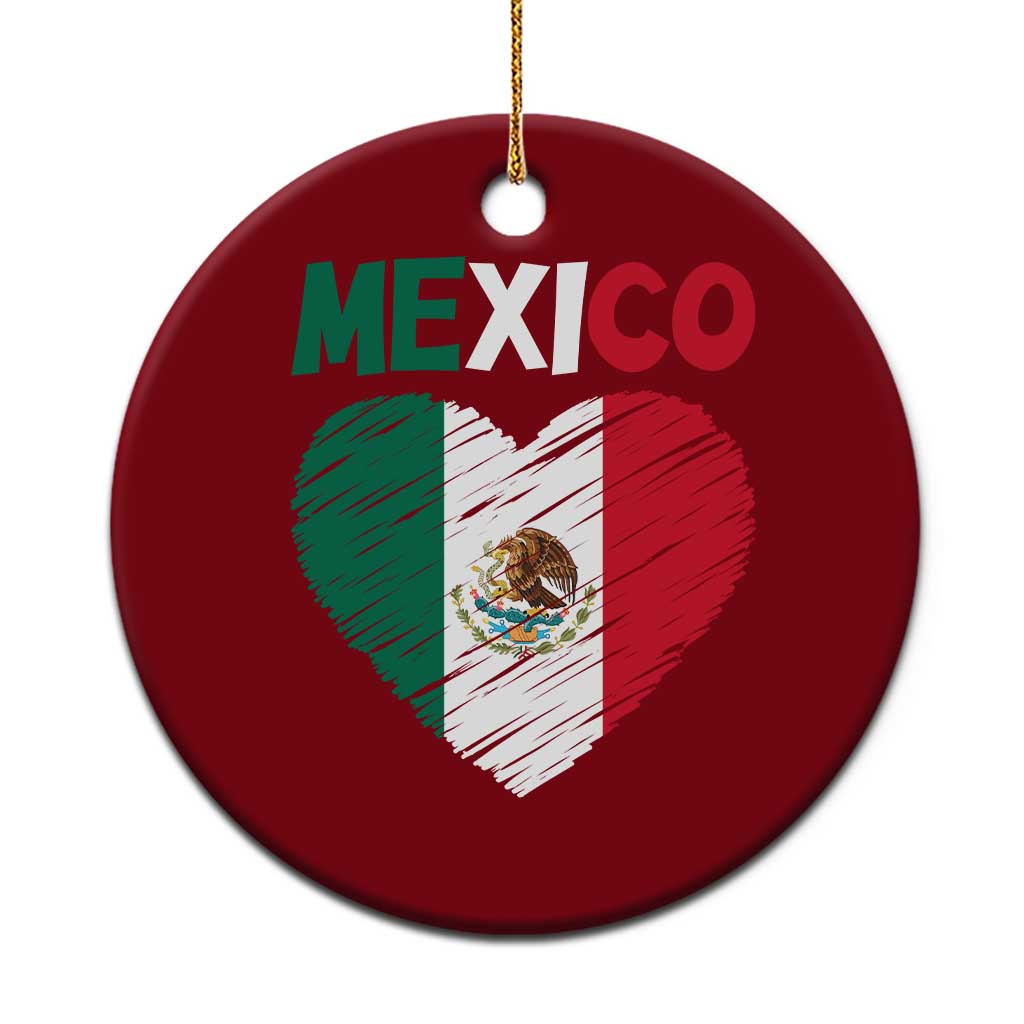 Mexican Flag Heart Mexico City Independence Day Gift Ceramic Ornament