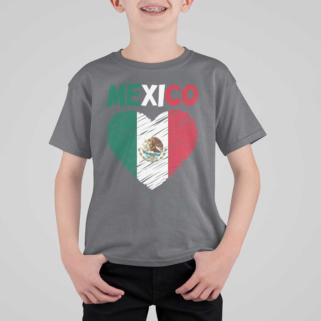 Mexican Flag Heart Mexico City Independence Day Gift T Shirt For Kid