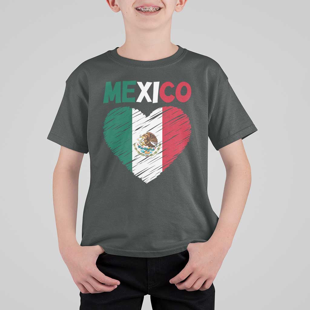 Mexican Flag Heart Mexico City Independence Day Gift T Shirt For Kid