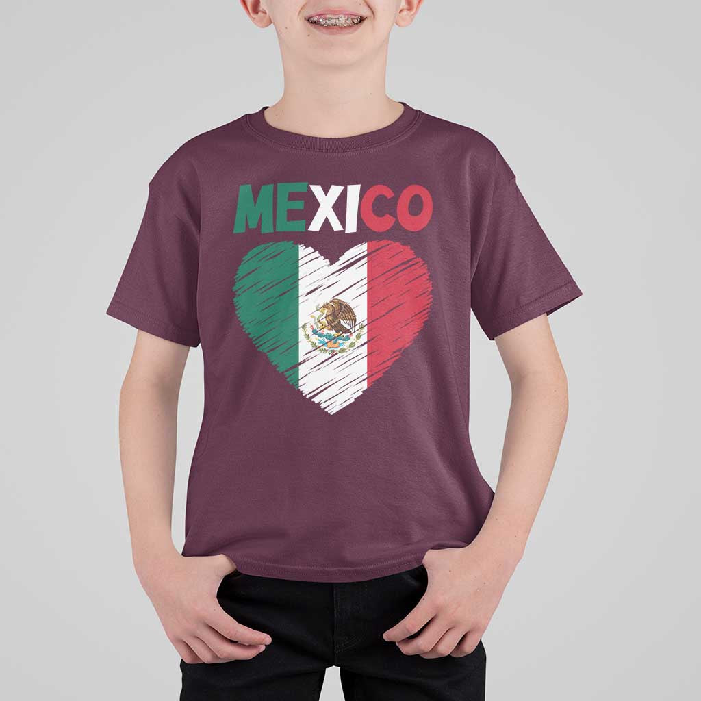 Mexican Flag Heart Mexico City Independence Day Gift T Shirt For Kid